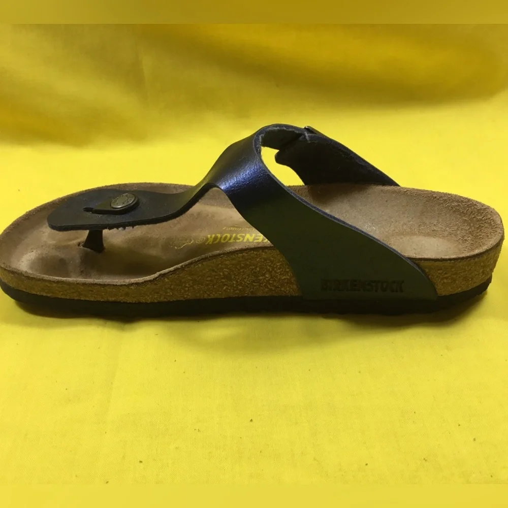 Birkenstock Blue Leather Thong Sandals SZ 39 gently used